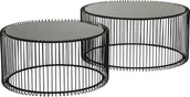 Ławy i stoliki kawowe - Kare Design Wire Black Stolik kawowy czarny Żelazo szkło 2/Set - 79577 - miniaturka - grafika 1
