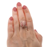 Pierścionki - Pierścionek regulowany z owalnym Rodochrozytem w srebrze rodowanym. - miniaturka - grafika 1