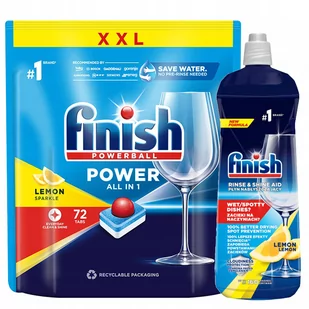 Zestaw Finish Power All in 1 Tabletki do Zmywarki 72 sztuk LEMON Płyn Nabłyszczający do Zmywarki Lemon 800 ml - Środki do zmywarek - miniaturka - grafika 1