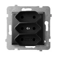 Gniazdka elektryczne - Ospel Gniazdo potrójne EURO Czarny metalik Aria - GP-3U/m/33 - miniaturka - grafika 1
