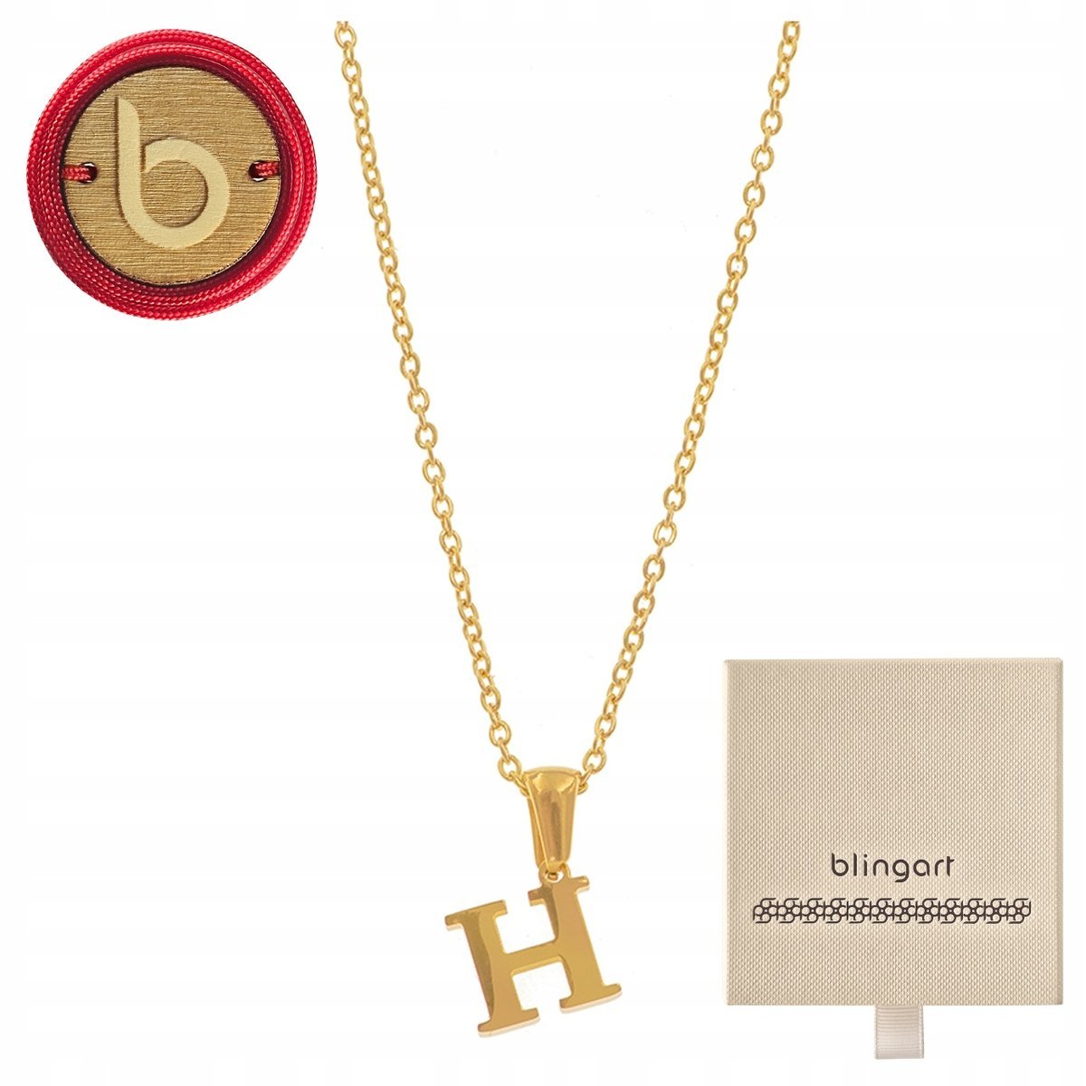 Naszyjnik DAMSKI celebrytka pozłacana LITERKA H alfabet STAL 316L BLINGART