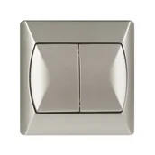 Wyłączniki światła i elektryczne - Ospel Włącznik podwójny AKCENT satynowy - miniaturka - grafika 1