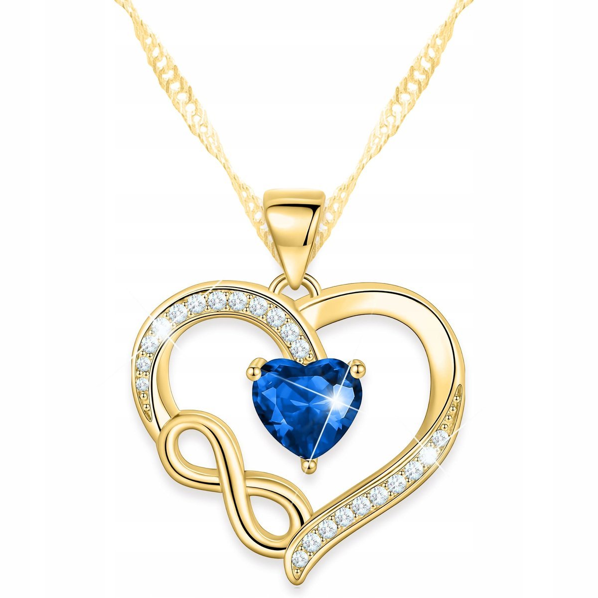 Złoty Naszyjnik z Nieskończonością Serce Znak Nieskończoności SREBRO 925