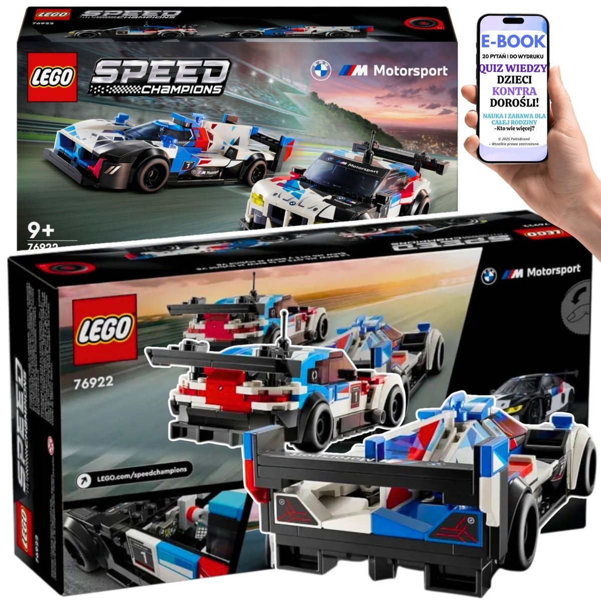 ZESTAW LEGO 2 WYŚCIGOWE AUTKA DLA DZIECKA I KOLEKCJONERA • M4 GT3 I M Hybrid V8 (76922) • LEGO KLOCKI PREZENT + EBOOK-2