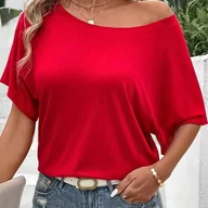 Bluzki damskie - TEMU Kierunkowy, pikantny i seksowny top z odkrytymi ramionami Nian Nian dla kobiet, nowy letni styl, lekka, leniwa koszulka z długim rękawem - miniaturka - grafika 1