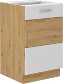 Szafki kuchenne - Szafka pod zlewozmywak dolna ADARA – szerokość 50 cm, biała/dąb artisan - miniaturka - grafika 1
