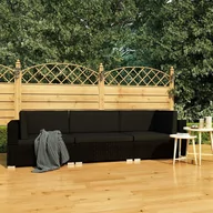 Sofy ogrodowe - vidaXL 3-częściowa sofa ogrodowa z poduszkami, rattan PE, czarna - miniaturka - grafika 1