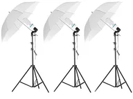 Tła fotograficzne - Zestaw Oświetleniowy 3X Lampa 125W = 1800W + Statyw + Parasol / Typ: 1 - miniaturka - grafika 1
