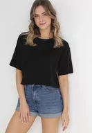 Koszulki i topy damskie - Czarny Krótki T-shirt Oversize Lilu - miniaturka - grafika 1