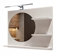 Lustra - Lustro łazienkowe okrągłe białe, z półkami, prawe + LED - miniaturka - grafika 1