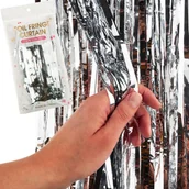 Wesele i ślub - KURTYNA FOLIOWA SREBRNA DEKORACYJNA URODZINY ŚLUB - miniaturka - grafika 1