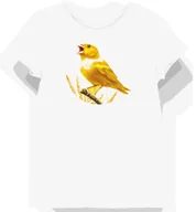 Koszulki i topy damskie - Koszulka damska biała z motywem żółtego kanarka w polu kwiatów L - miniaturka - grafika 1