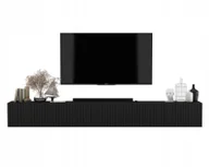 Szafki RTV - Wisząca Szafka Rtv Glamour Nowoczesna Komoda Rtv Czarny Mat 300 cm - miniaturka - grafika 1