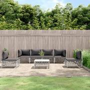 Meble ogrodowe - 7-cz. zestaw wypoczynkowy do ogrodu, z poduszkami, biały vidaXL - miniaturka - grafika 1
