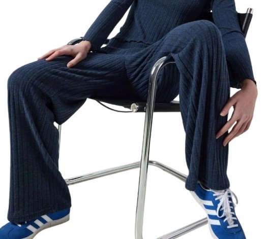 NOISY MAY GRANATOWE SPODNIE CASUAL PROSTE DŁUGIE M X_A