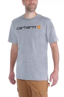 Koszulki sportowe męskie - Koszulka męska T-shirt Carhartt Heavyweight Core Logo S/S 034 Heather Grey szary - grafika 1