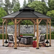 Pawilony ogrodowe - Altana ogrodowa 4x4m pawilon okrągła drewniana antracyt - miniaturka - grafika 1