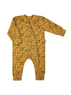 Pajacyki dla niemowląt - Chłopięcy pajac dresowy w dinozaury musztardowy Nicol,r.56 - miniaturka - grafika 1