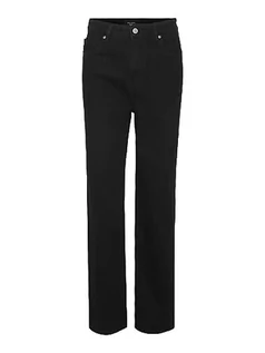 Spodnie damskie - VERO MODA Damskie spodnie dżinsowe VMKITHY HR Loose Straight LI124 NOOS, Black Denim, 28/32 - grafika 1