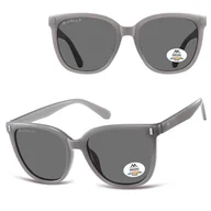 Okulary korekcyjne, oprawki, szkła - Szare okulary przeciwsłoneczne kocie z polaryzacją MP190B - miniaturka - grafika 1