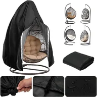 Pokrowce na meble ogrodowe - Pokrowiec na wiszący fotel ogrodowy, wodoodporna plandeka w kształcie jajka, pokrowiec ochronny na krzesło ogrodowe (115 x 190 cm, czarny) - miniaturka - grafika 1