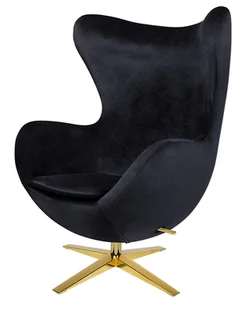 King Home Fotel EGG SZEROKI VELVET GOLD czarny.50 - welur, podstawa złota HE-066.HM8.50.G [9371269] - Fotele - miniaturka - grafika 1