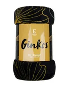 Koce - Koc z mikrofibry ciepły Ginkos 130x170 czarny liście - miniaturka - grafika 1