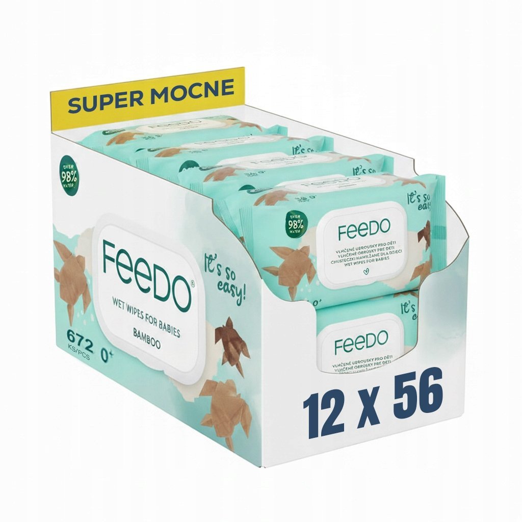 FEEDO Bambusowe chusteczki nawilżane biodegradowalne 672szt NAJWYTRZYMALSZE