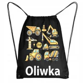 Plecaki worki - Worek Szkolny Workoplecak WF Do Przedszkola Szkoły KOPARKA + IMIĘ 7 - miniaturka - grafika 1