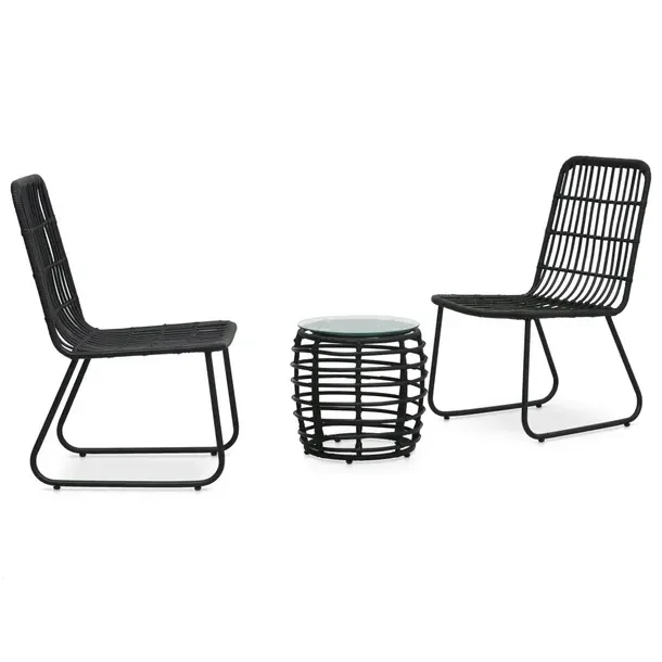 Zestaw mebli bistro z polirattanu, czarny, stół 41,5 cm, krzesła 66,5 x