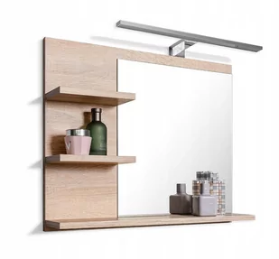 DOMTECH Lustro dąb sonoma z 3 pół i LED do łazienki lewe TH-GUAG-MNYP - Lustra - miniaturka - grafika 1