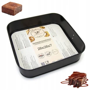 TORTOWNICA blacha forma do pieczenia KWADRATOWA non-stick CZARNA 28 cm - Formy do ciast - miniaturka - grafika 1