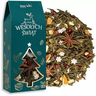 Herbata - Herbata zielona ŚWIĄTECZNA ISKRA w pudełku na prezent zimowa płatki 60g - miniaturka - grafika 1