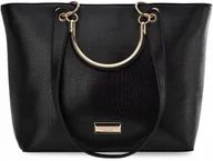 Torby i wózki na zakupy - Duża Torebka Monnari Klasyczna Torba Damska Łódka Shopper Aktówka Czarna A4 - miniaturka - grafika 1