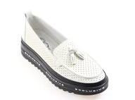 Mokasyny damskie - Skórzane mokasyny Evento 24PB18-7176 beż - miniaturka - grafika 1