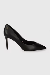 Czółenka - Tommy Hilfiger szpilki skórzane ESSENTIAL POINTED PUMP kolor czarny FW0FW07861 - grafika 1