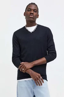 Swetry męskie - Superdry sweter wełniany męski kolor czarny lekki - grafika 1