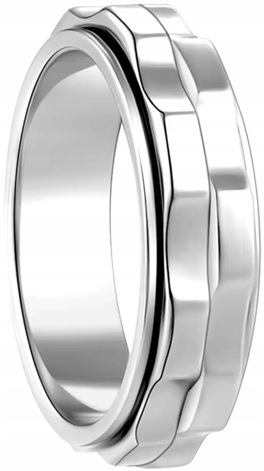 Srebrny Pierścionek Antystresowy Anxiety Ring ze Stali Chirurgicznej Stres