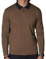 Koszulki męskie - Brązowa koszulka polo longsleeve Spear Point S - miniaturka - grafika 1