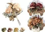 Sztuczne kwiaty - BUKIET GĘSTY  kwiaty z dodatkami mieszane hortensja dalia eukaliptus - miniaturka - grafika 1