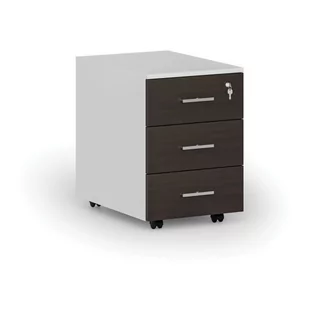 Kontener biurowy mobilny PRIMO WHITE, 3 szuflady, biały/wenge - Szafki biurowe - miniaturka - grafika 1