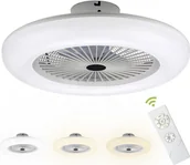 Wentylatory sufitowe - Yakimz wentylator sufitowy 80w LED z pilotem lampa sufitowa pilot zdalnego sterowania timer ściemnialna inteligentna lampa sufitowa LED - miniaturka - grafika 1