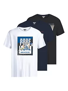 JACK & JONES T-shirt męski, Czarny/opakowanie: czarny + biały + granatowy, L - Koszulki męskie - miniaturka - grafika 1