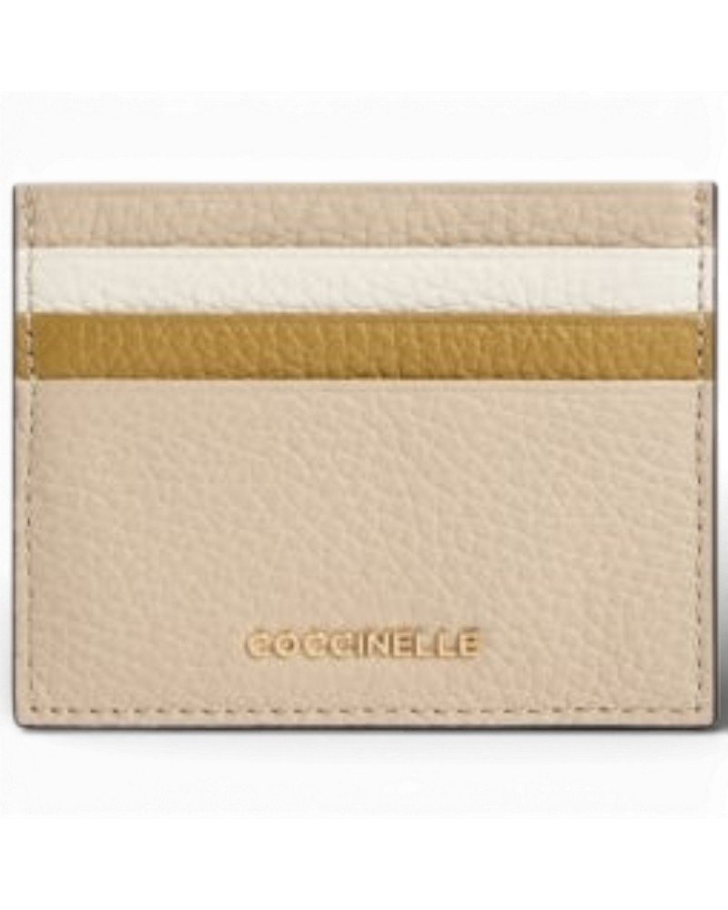 Szalik damski coccinelle Porta documenti Metallic Tricolor Sandshell biały