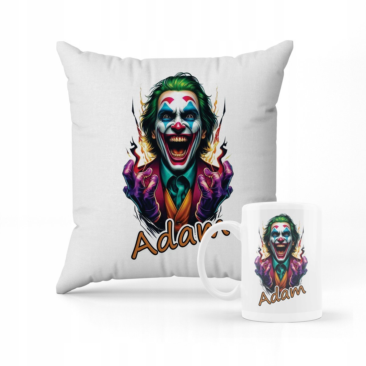 ZESTAW PODUSZKA + KUBEK Prezent Joker+ IMIĘ