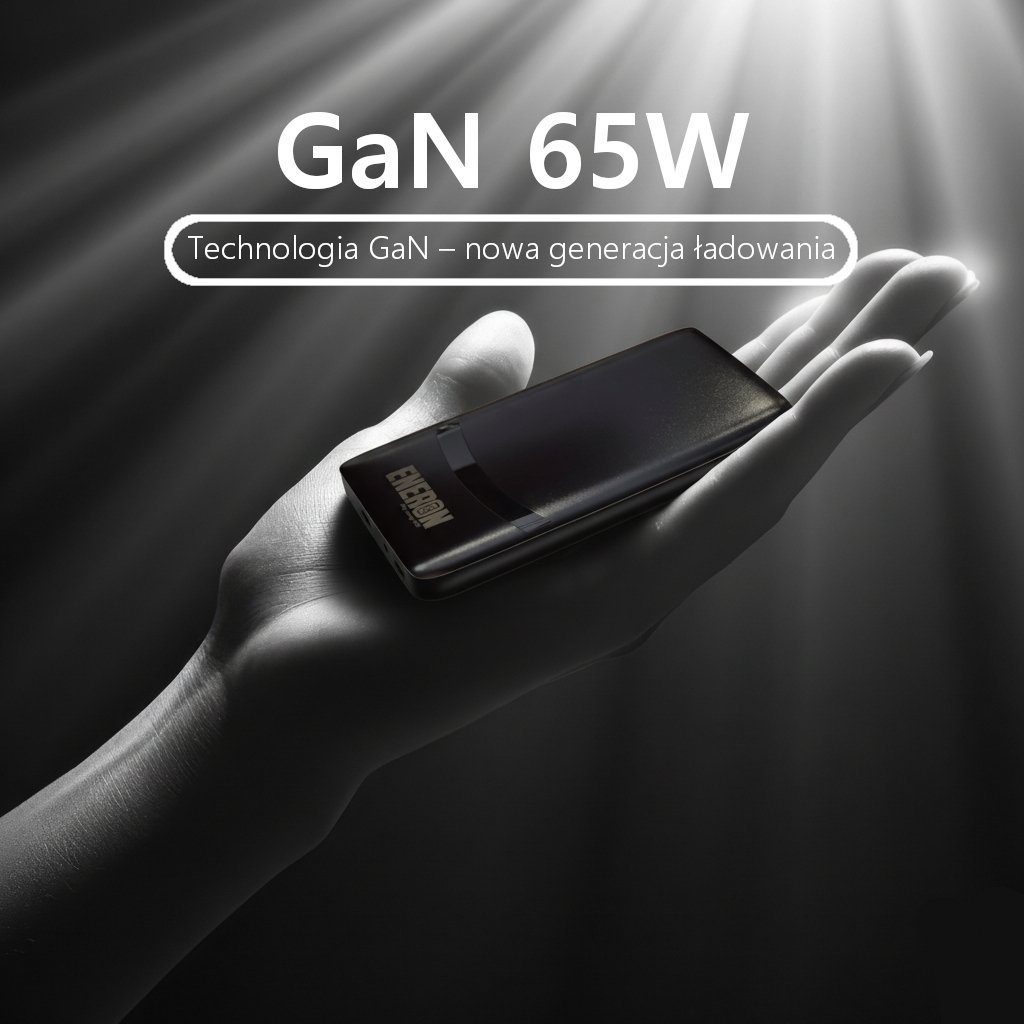 Ładowarka Eneron Szybka Ładowarka podróżna GaN Travel 65W 1xUSB-C 1xUSB-A SuperFast Charging biała