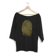 Koszule damskie - Złoty odcisk Oversize czarny długi - miniaturka - grafika 1