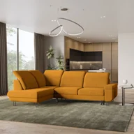 Pościel - Masseno Narożnik LERMA R-S z funkcją spania i pojemnikiem na pościel Kształt L, Rozkładana sofa, Rogówka - Żółty, MONOLITH 48 - miniaturka - grafika 1