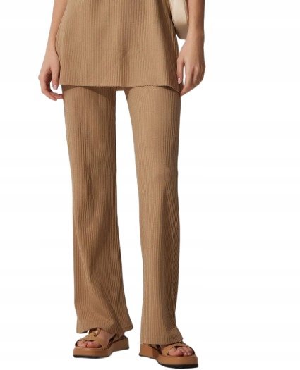 TRENDYOL BEŻOWE CASUALOWE SPODNIE PROSTE Z NISKIM STANEM 36 5AA