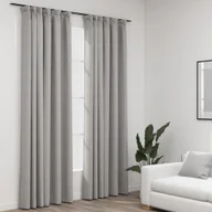 Zasłony - Zasłony stylizowane na lniane, 2 szt., szare, 140x245 cm - miniaturka - grafika 1